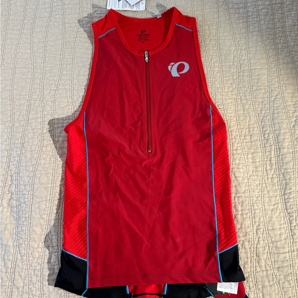 NWT Pearl Izumi Men's Medium Red Sleeveless Top for Cycling and Triathlon